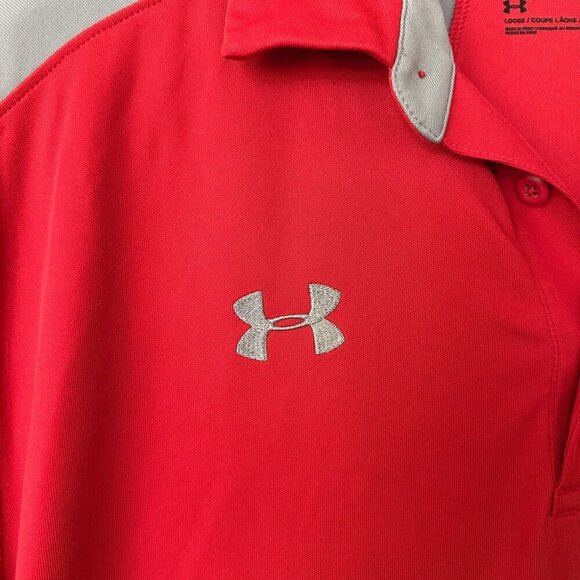 Two (2) Under Armour Heatgear Polo Shirts, Men's XL Loose Fit, Wolves Embroidery - Picture 10 of 12